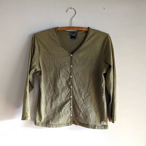 Vintage 1990s Abercrombie and Fitch green long sleeve button down top no.4